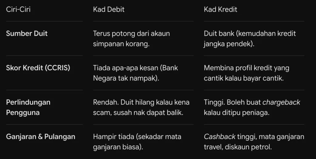 Sebenarnya Anak Muda Untung Gila Bila Pakai Kad Kredit 1 Perbandingan Kad Kredit vs Kad Debit